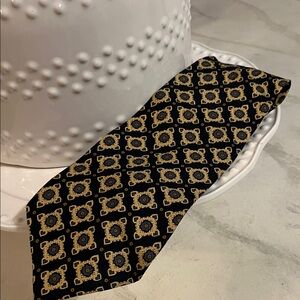 Coach Black and Gold Patterned Tie
